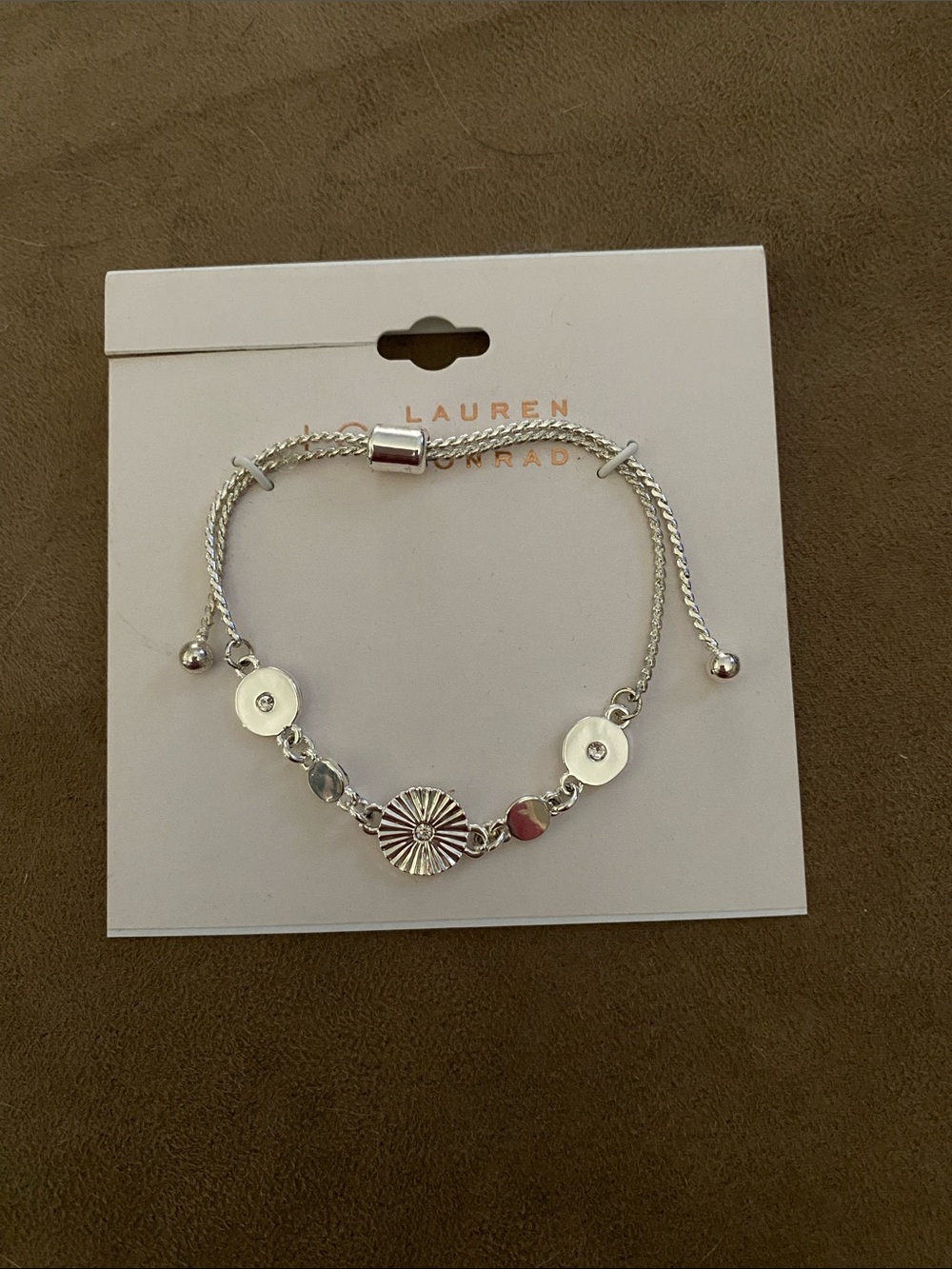 LC Lauren Conrad Silver Floral Slider Bracelet